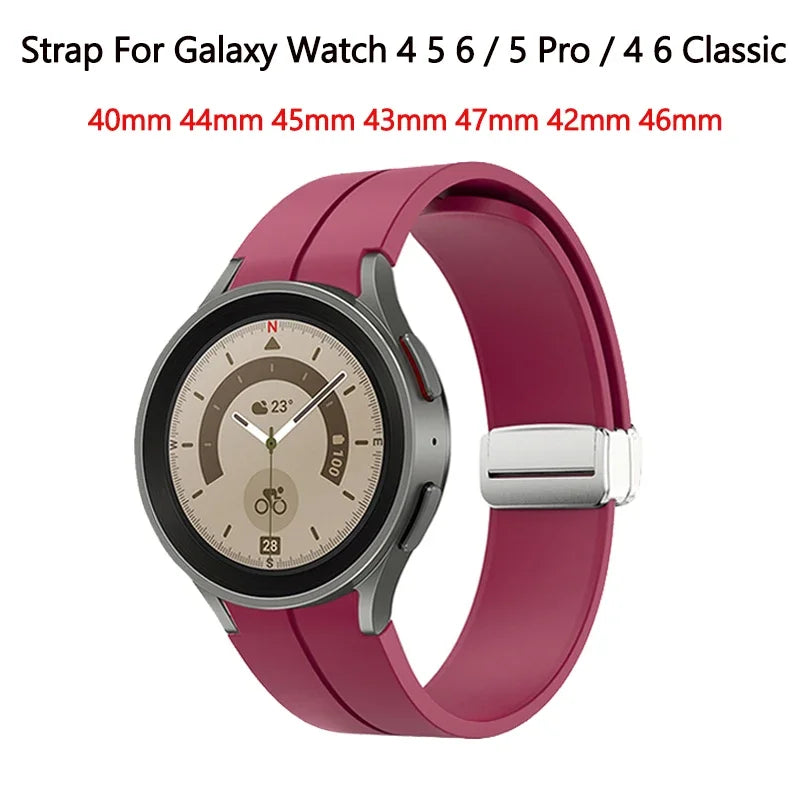 No Gap Magnetic Silicone Strap For Samsung Galaxy Watch 7 6 5 4 44mm 40mm Pro 45mm Bracelet Galaxy Watch6 Classic 43mm 47mm Band