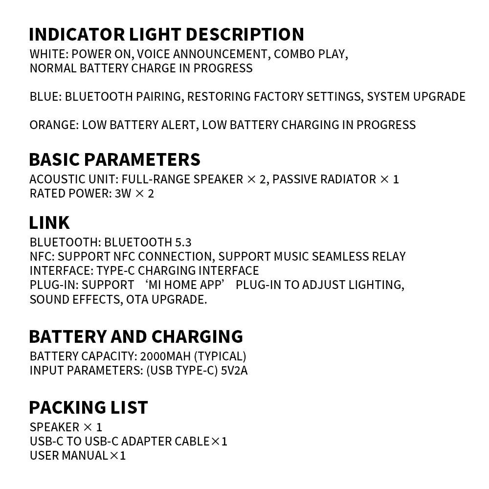 Xiaomi Bluetooth Speaker Mini ASM01A Bluetooth 5.3 RGB  Light IP67 360°Omnidirectional Stereo Outdoor Portable Sound Mi Home APP