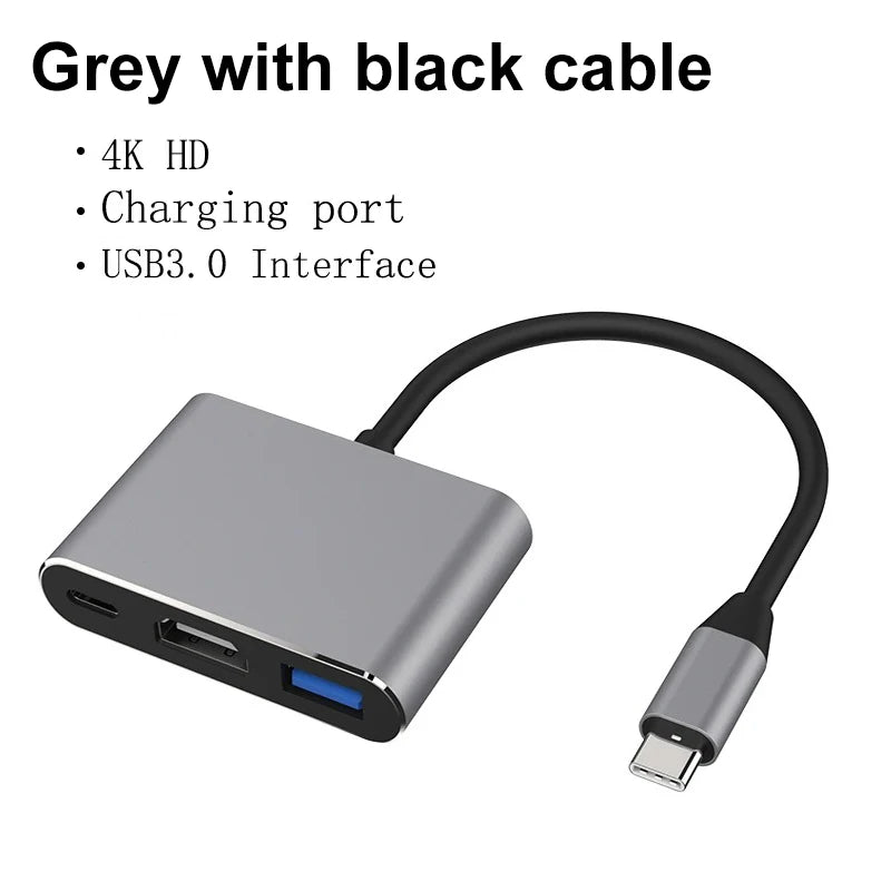 USB-C To HDMI-compatible 3 in 1 Cable Converter for Samsung Huawei iPad Mac NS USB 3.1 Type C To HD 4K USB 3.0 Adapter Cable