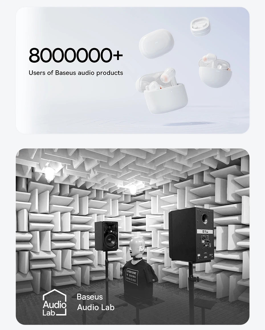 Baseus Bass BD1 Wireless Earphones Bluetooth 5.4 Mini Sports Earbuds,  IP55 Waterproof 0.06s Low-Latency Wireless Headphones