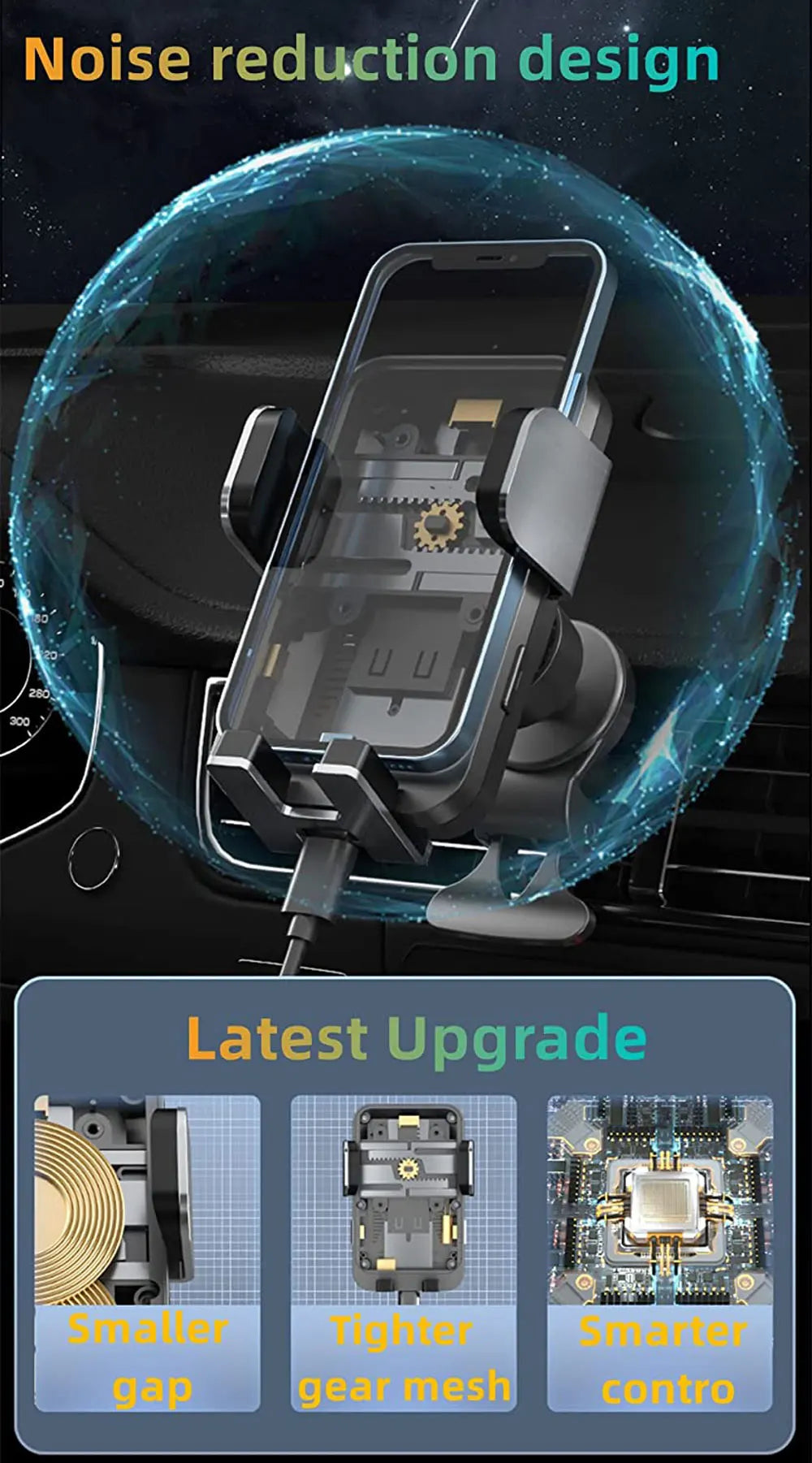 15W Dual Coil Wireless Car Charger for Samsung Galaxy Z Flip 4 3 S22 S21 iPhone Auto Clamp Fast Car Charging Phone Mount Holder