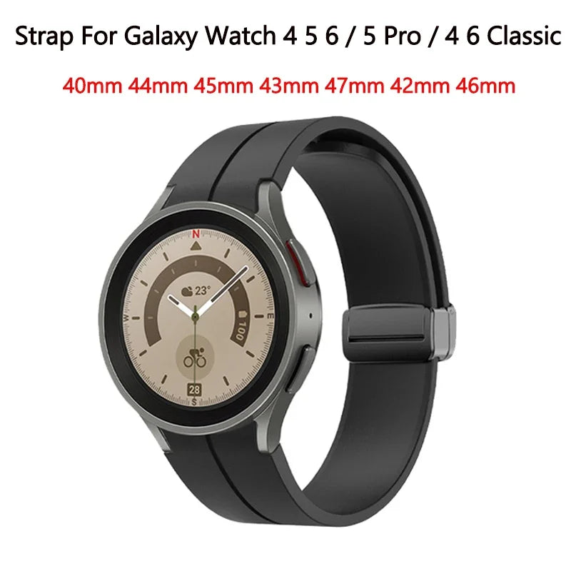 No Gap Magnetic Silicone Strap For Samsung Galaxy Watch 7 6 5 4 44mm 40mm Pro 45mm Bracelet Galaxy Watch6 Classic 43mm 47mm Band