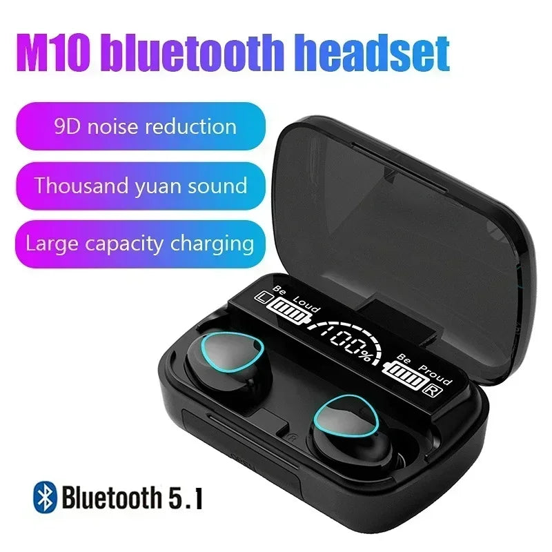 M10 TWS Bluetooth Headphones 2500mAh Charging Box Wireless Earphones With Microphone 9D Stereo Sports Waterproof Earbuds Headset
