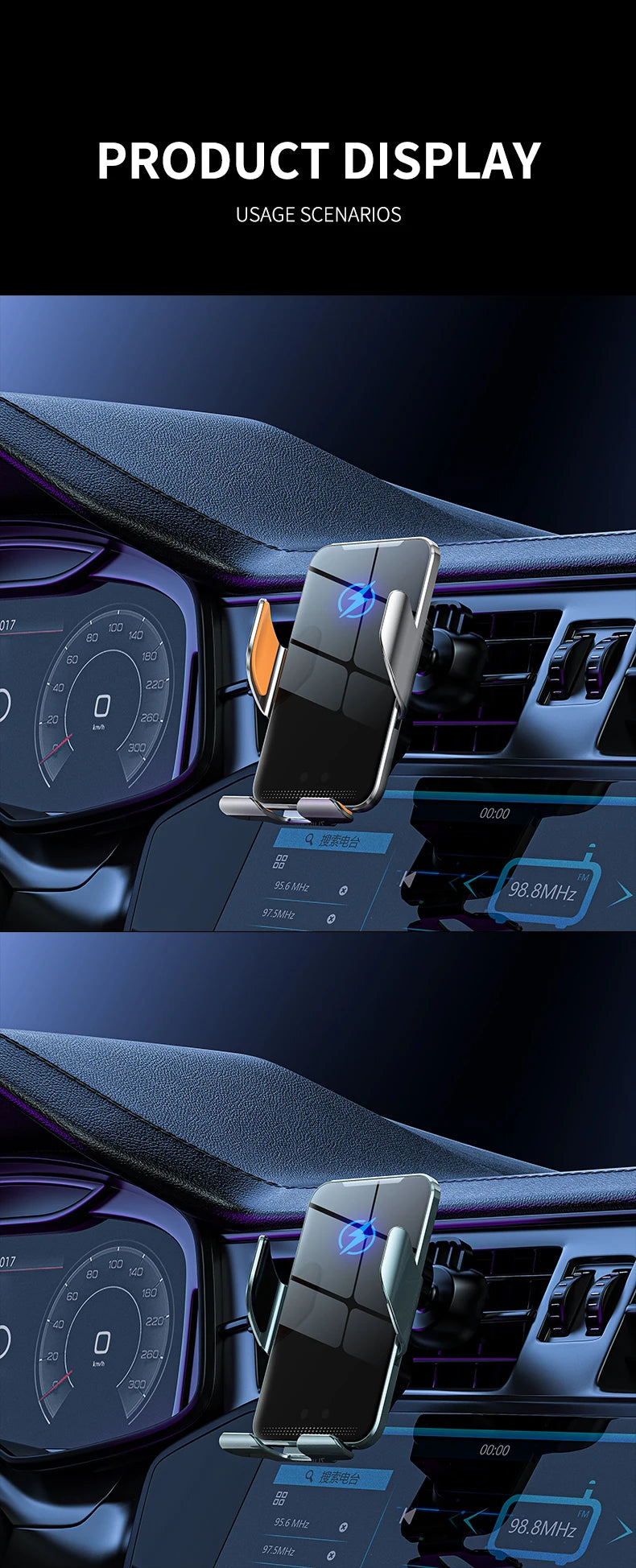 Car Wireless Charger Magnetic Auto Car Mount Phone Holder For iPhone 14 13 12 Samsung Infrared Induction 15W Fast Charging