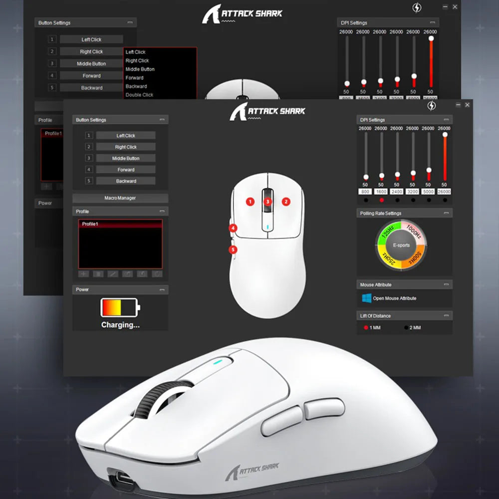 Attack Shark X3 Wireless Mouse,PixArt PAW3395 26K DPI  1K/4K Lightweight Mouse ,Tri-Mode Macro Gaming Mouse,Laptop/win/mac