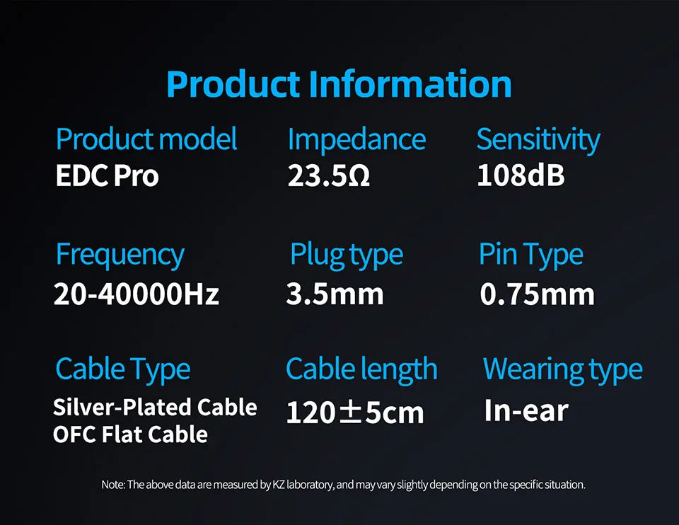KZ EDC PRO High-Sensitivity Large Dynamic Earphone  Silver Plated Cable \ OFC Flat Cable Optional