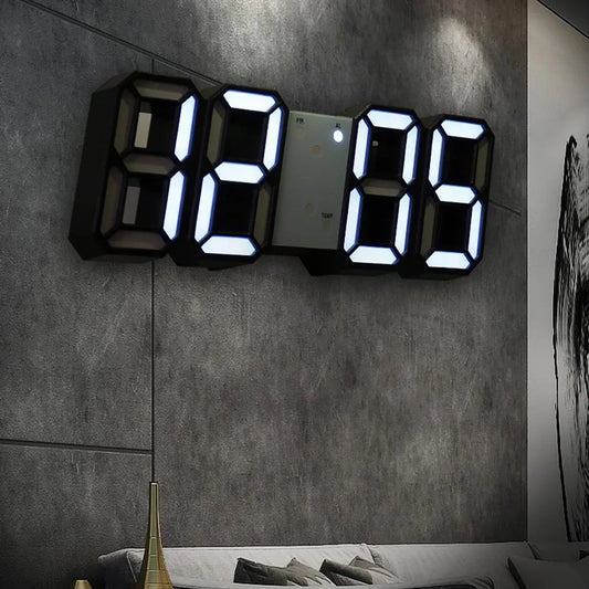 Table 3D LED Digital Alarm Clock Wall Clock Time/Date/Temperature for Home Kitchen Offices Clock Decoration Garden Clocks