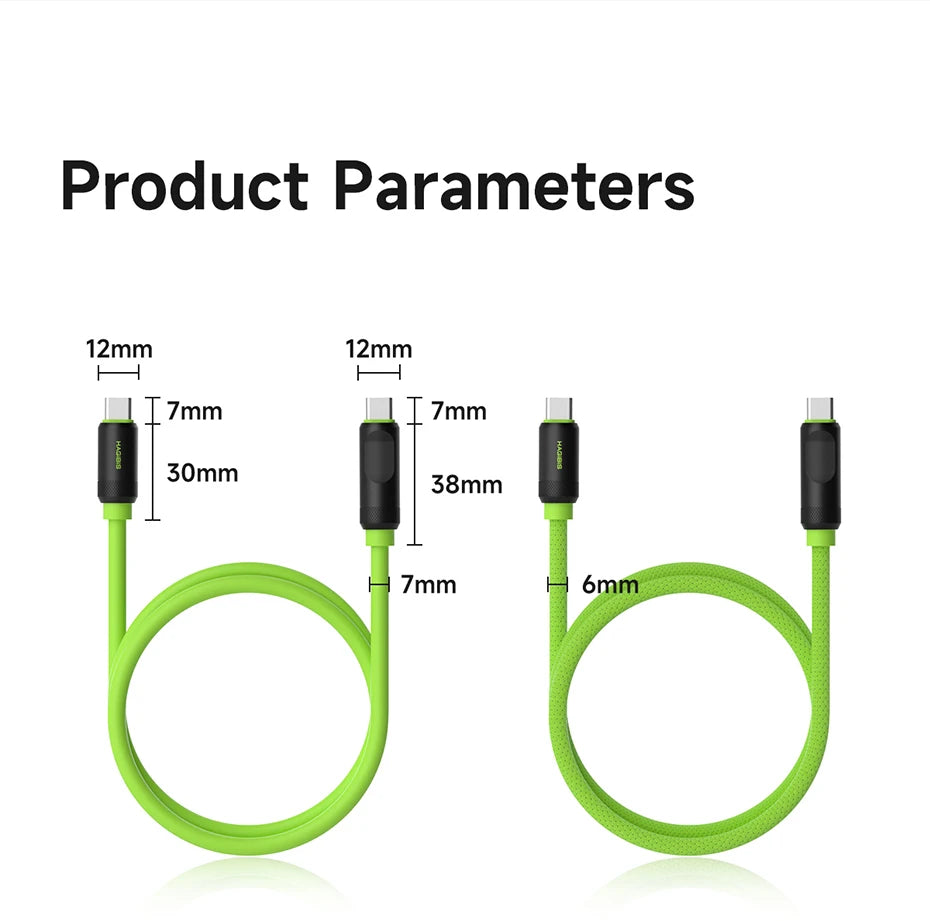 Hagibis USB C Fast Charger Cable With LED Display PD 240W 40Gbps Video Cord Compatible with Thunderbolt 4/3 For iPhone 17 Laptop