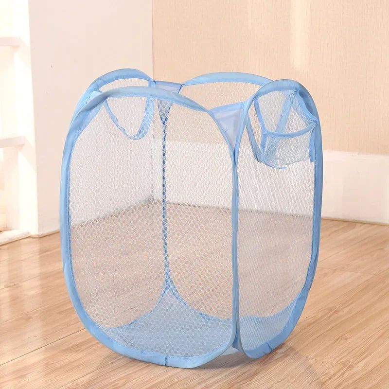 Foldable Color Mesh Clothes Dirty Clothes Basket Household Mesh Dirty Clothes Basket Storage Basket Storage Bucket Laundry Baske