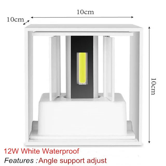 6W 12W Waterproof AC85-265V Surface Mounted LED Wall Light Modern Nordic Luminaire Indoor Wall Lamps Living Room Porch Outdoor