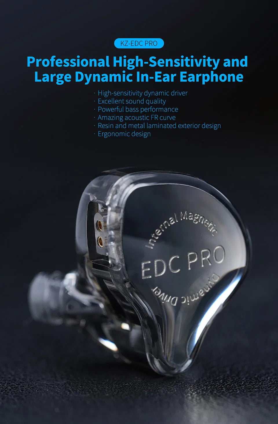 KZ EDC PRO High-Sensitivity Large Dynamic Earphone  Silver Plated Cable \ OFC Flat Cable Optional