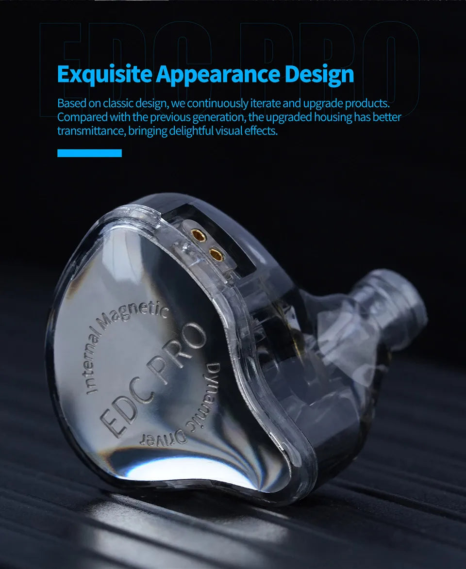 KZ EDC PRO High-Sensitivity Large Dynamic Earphone  Silver Plated Cable \ OFC Flat Cable Optional