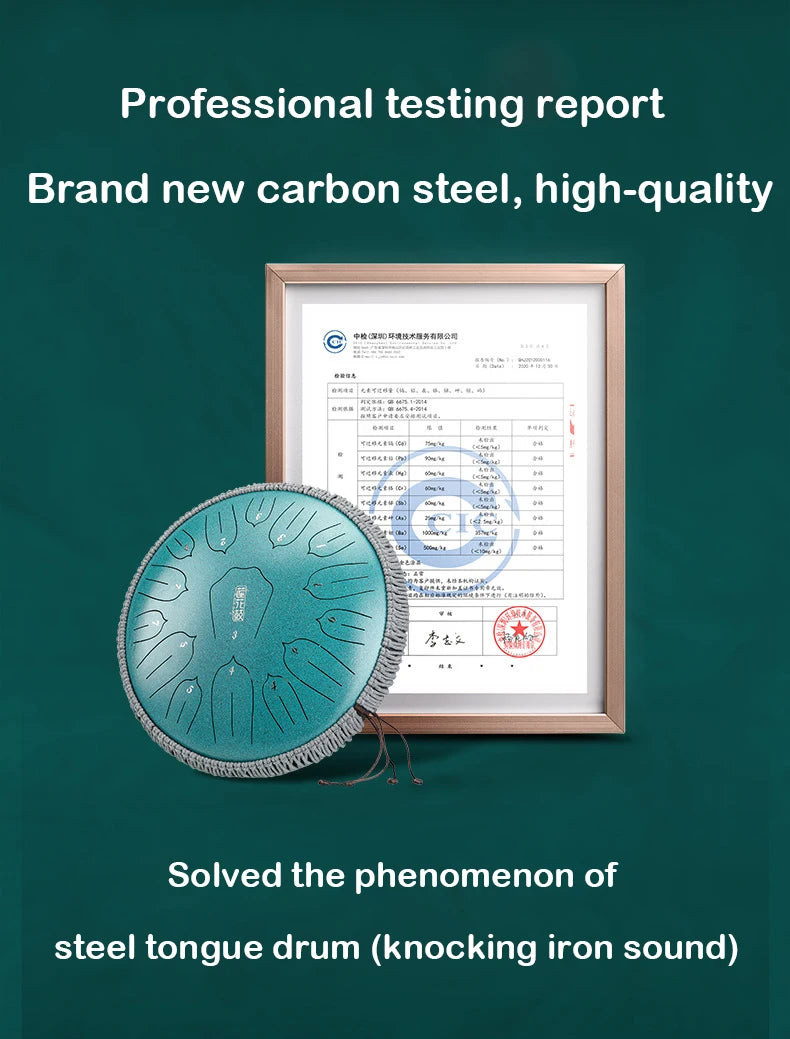 Hluru Music Drum 13 Inch 15 Notes Glucophone Steel Tongue Drum 15 Notes D Tone Ethereal Drum  Percussion Musical Instruments