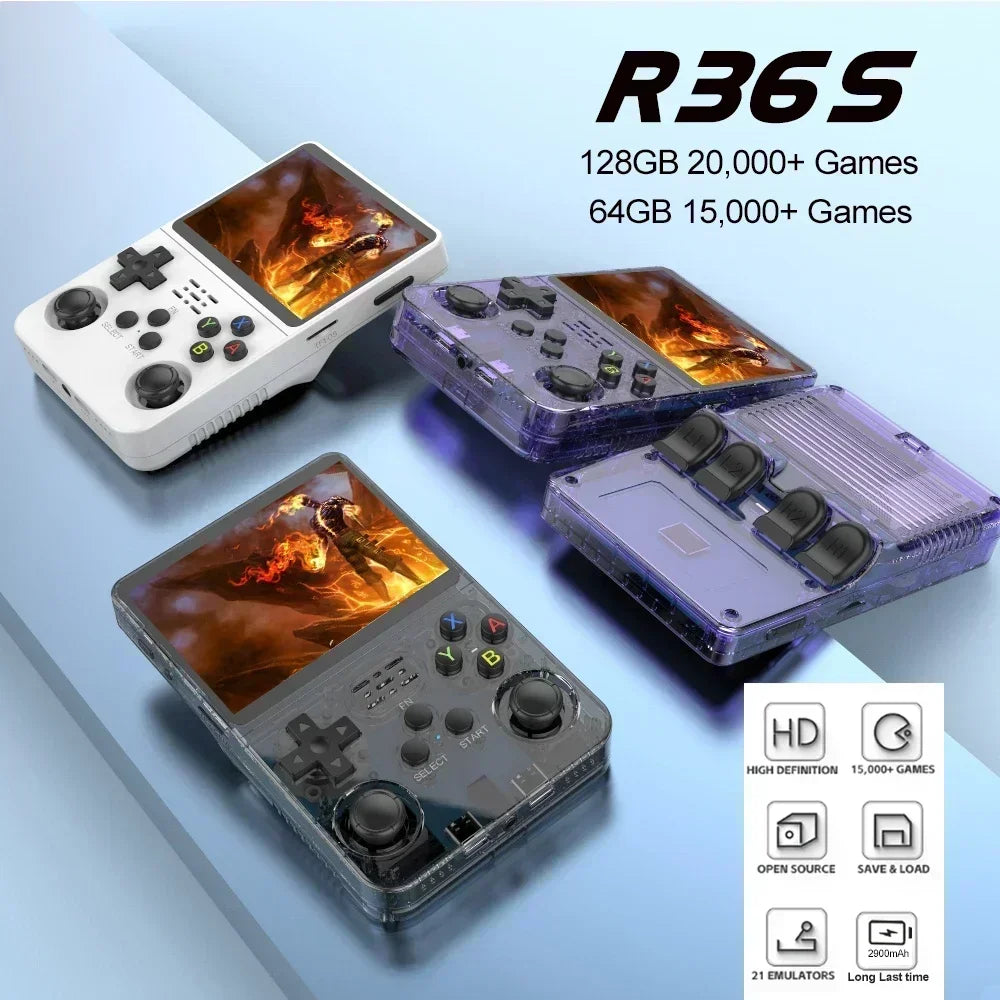256G Open Source R36S Video Game Console Linux System 3.5 Inch IPS Screen Portable Pocket Video Player 64G/128G best Game gift