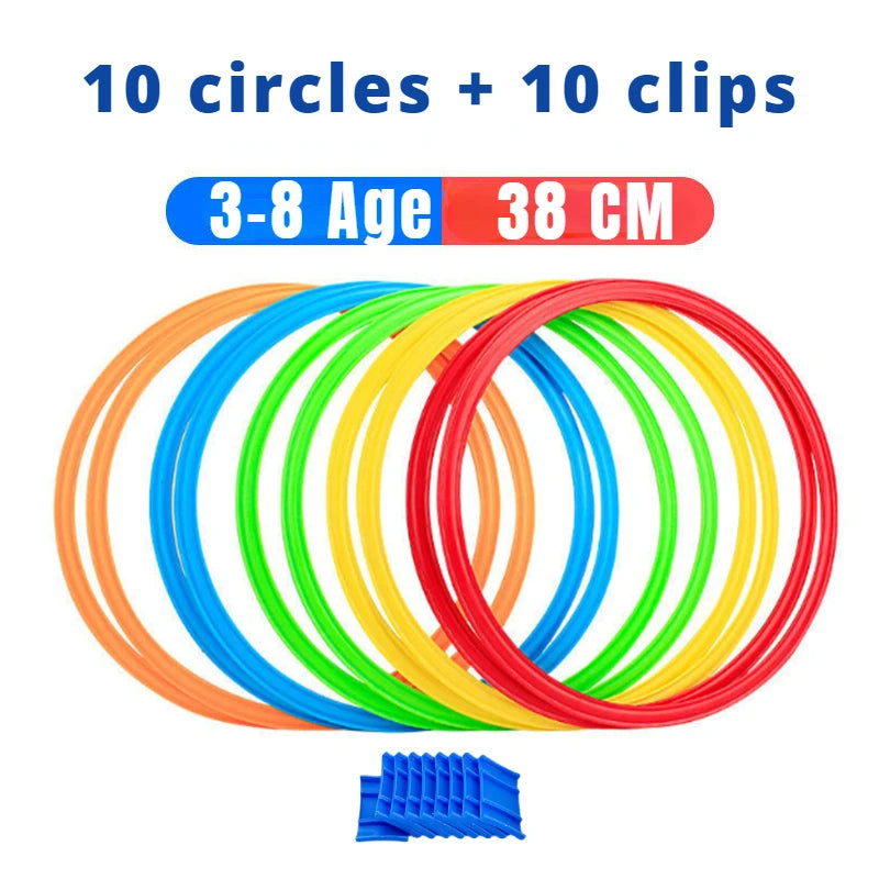 Outdoor Kids Jump Ring Game Set - 10 Hoops & 10 Connectors for Boys Girls, Fun Physical Training Sport Toys for Park Play