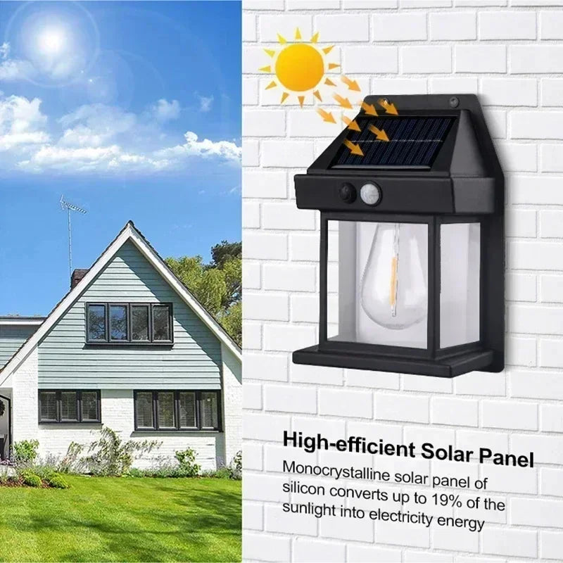 LONGRIVER Solar Tungsten Night Lamp Intelligent Motion Sensor Wall Lamp BK-888 Waterproof Courtyard Garden Decoration Lantern