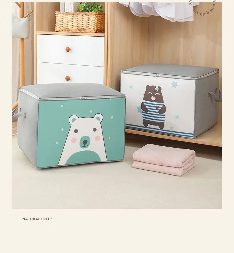 1pc Large Capacity Clothes Storage Bag Organizer With Reinforced Handle For Blankets Bedding Foldable With Zipper Storage Bag