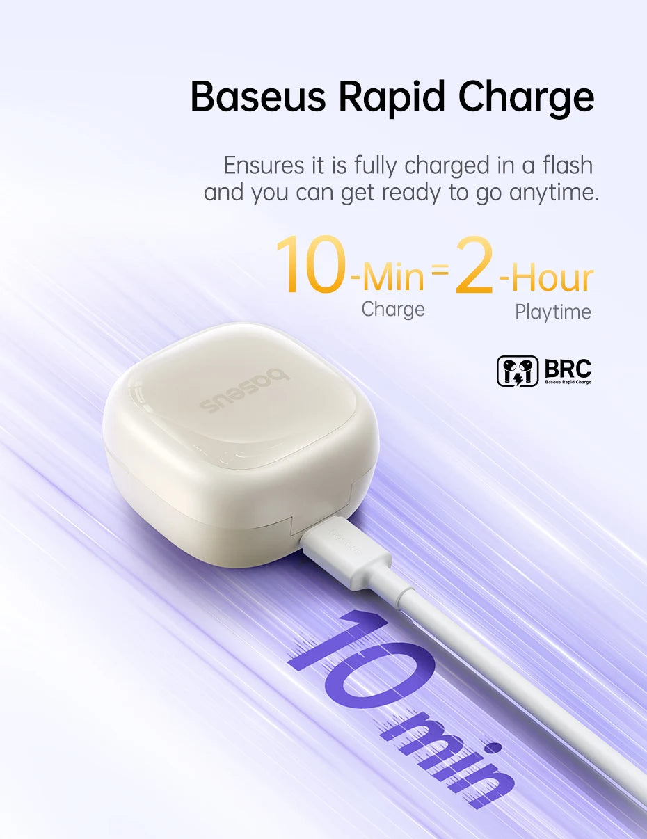 Baseus Bass BD1 Wireless Earphones Bluetooth 5.4 Mini Sports Earbuds,  IP55 Waterproof 0.06s Low-Latency Wireless Headphones