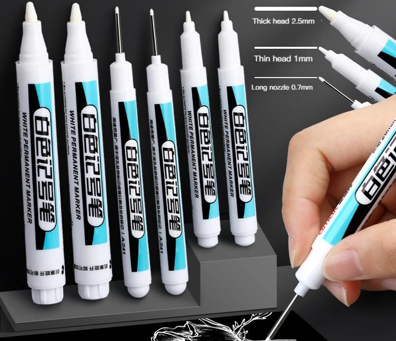 1/4Pcs White Permanent Paint Pen set for Wood Rock Plastic Leather Glass Stone Metal Canvas Ceramic Deep Hole Marker 0.7mm