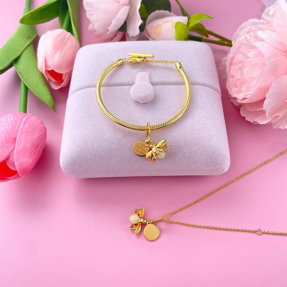 Sterling Silver 925 Gold Glow in The Dark Firefly Pendant Fit Bracelet Women DIY Pendant for Jewelry Making Gifts