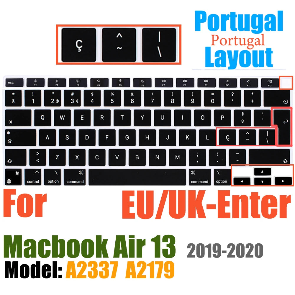 Keyboard Cover For MacBook Air 13 inch 2022 2021 2020 Release A2337 M1 A2179 with Touch ID Waterproof Protective Silicone Skin