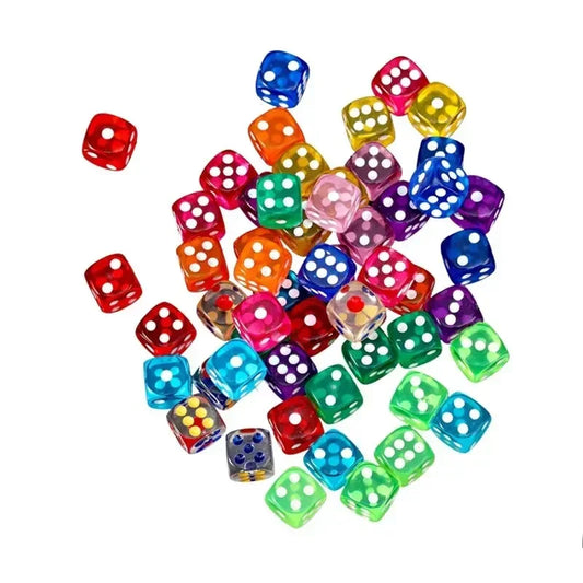 50PCS 14mm Colorful Transparent Dice Set - Rounded Edge Board Game Dice for Tabletop RPG, D&D, Casino, Party Games