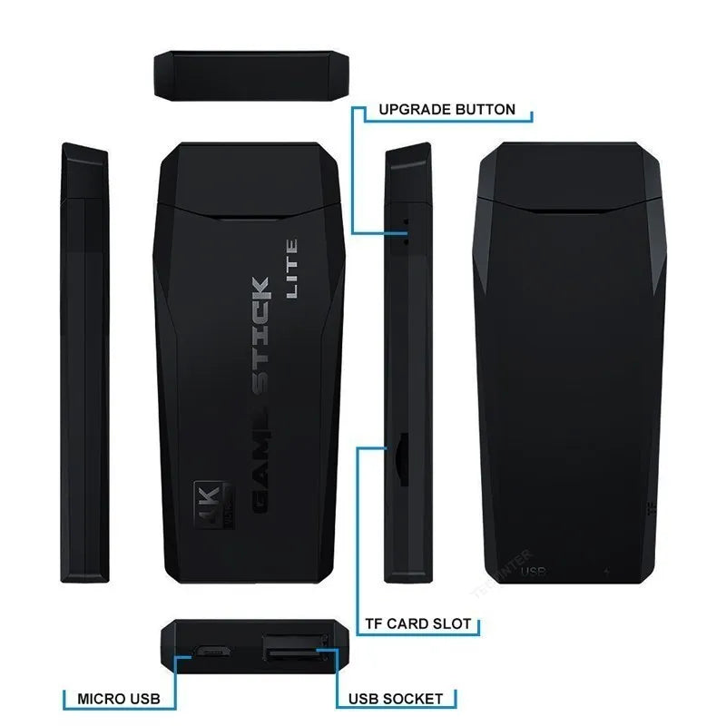 M8 4K Retro Game Console - 64GB Handheld TV Stick with 20,000+ Preloaded Games & Wireless Controller