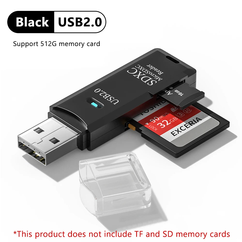 NNBILI 2 in 1 USB 3.0/USB2.0 Card Reader Micro SD Card Reader USB3.0 Adapter High Speed TF Memory Card for PC Laptop Accessories