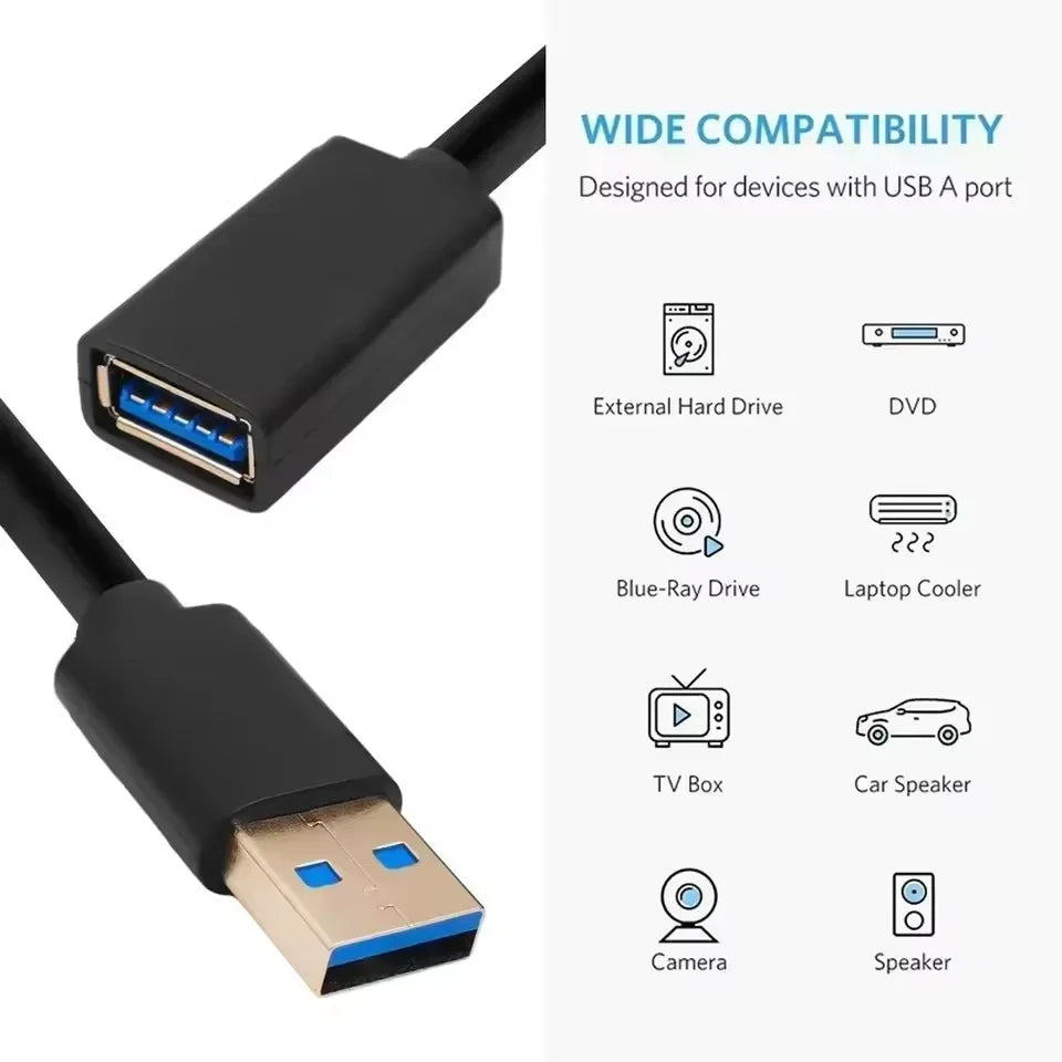 USB Extension Cable USB 3.0 2.0 Extender Cord for Smart TV SSD Xbox One Laptop PC Fast Speed USB 3.0 Cable Extension 1m 2m 3.0m