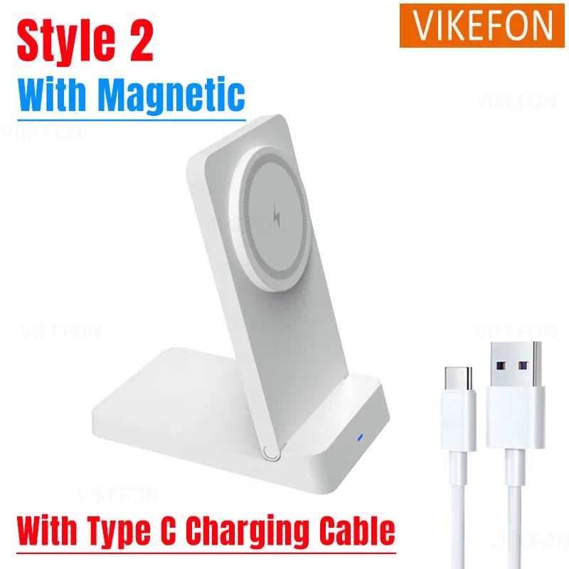 Wireless Charger Phone Desktop Folding Holder Stand For iPhone 16 15 14 13 12 Pro Max Samsung S24 Xiaomi Fast Charging Station