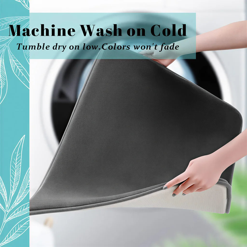 VIKAMA Super absorbent floor mat, super absorbent bath mat, super anti slip coral velvet bathroom floor mat, door mat