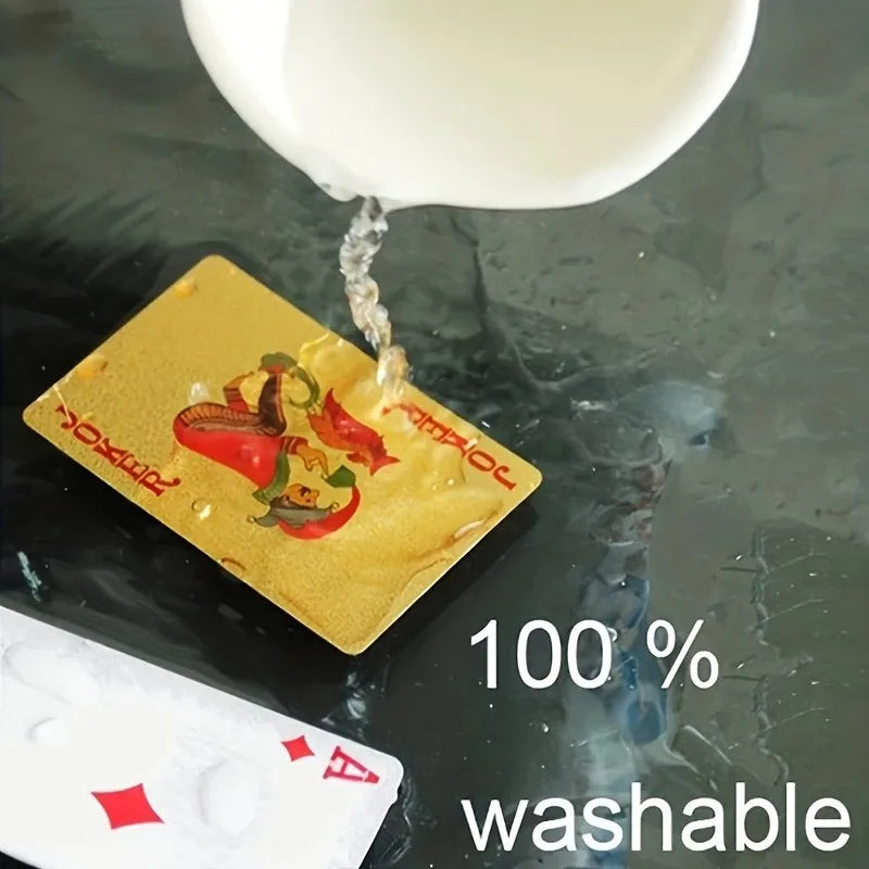 1 Box Golden Foil Playing Cards, Waterproof High Definition Playing Cards, Matte Table Games For Gift Collection