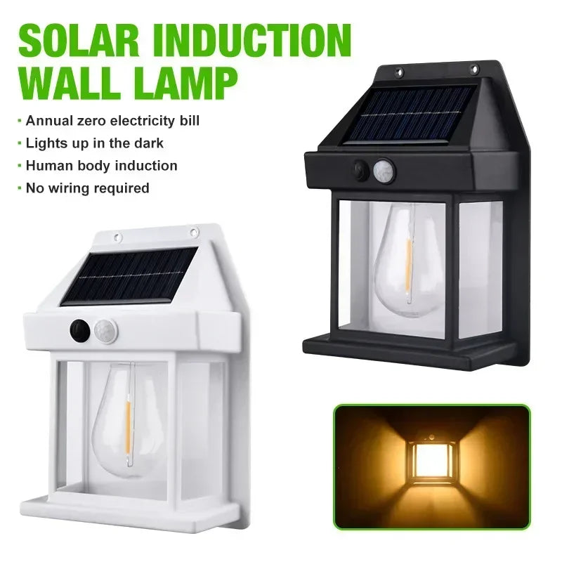 LONGRIVER Solar Tungsten Night Lamp Intelligent Motion Sensor Wall Lamp BK-888 Waterproof Courtyard Garden Decoration Lantern