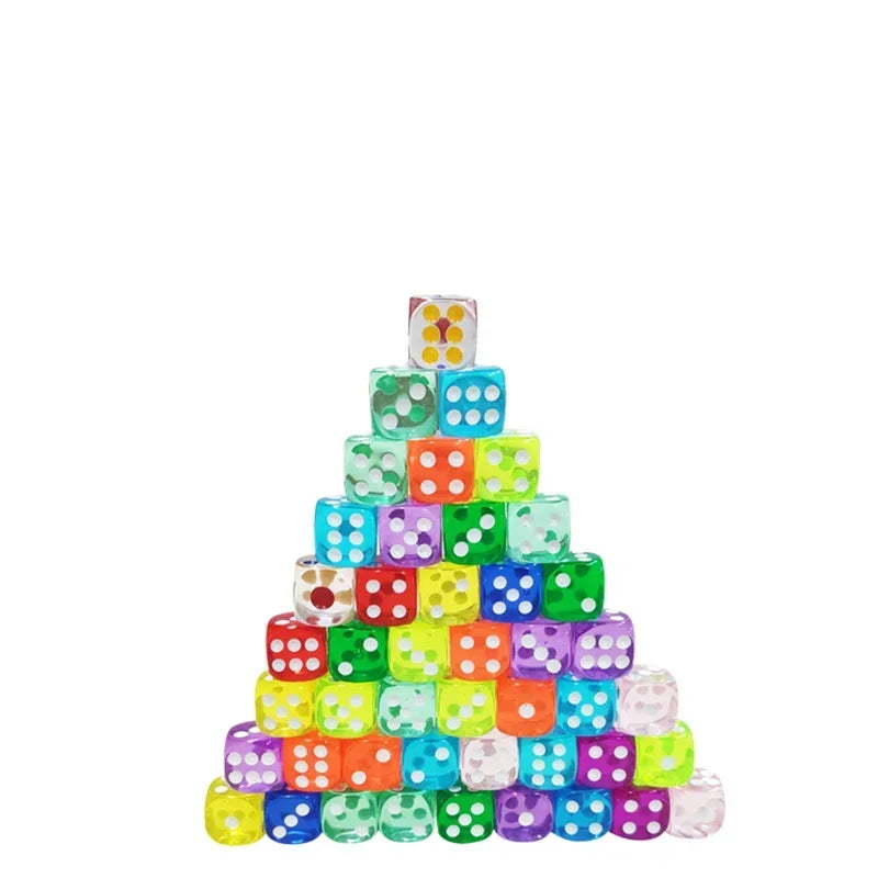 50PCS 14mm Colorful Transparent Dice Set - Rounded Edge Board Game Dice for Tabletop RPG, D&D, Casino, Party Games