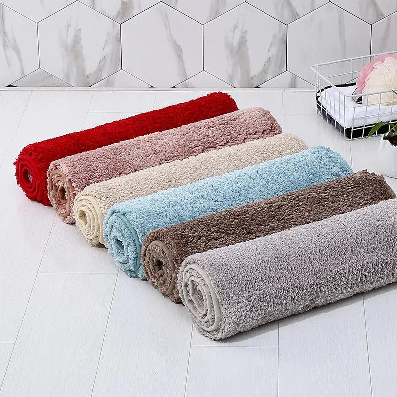 2PCS Soft Comfortable Thick Plush Floor Mat,Bathroom Floor Rug,Bedroom Carpet,Living Room Mat,Water Absorption Anti-Slip