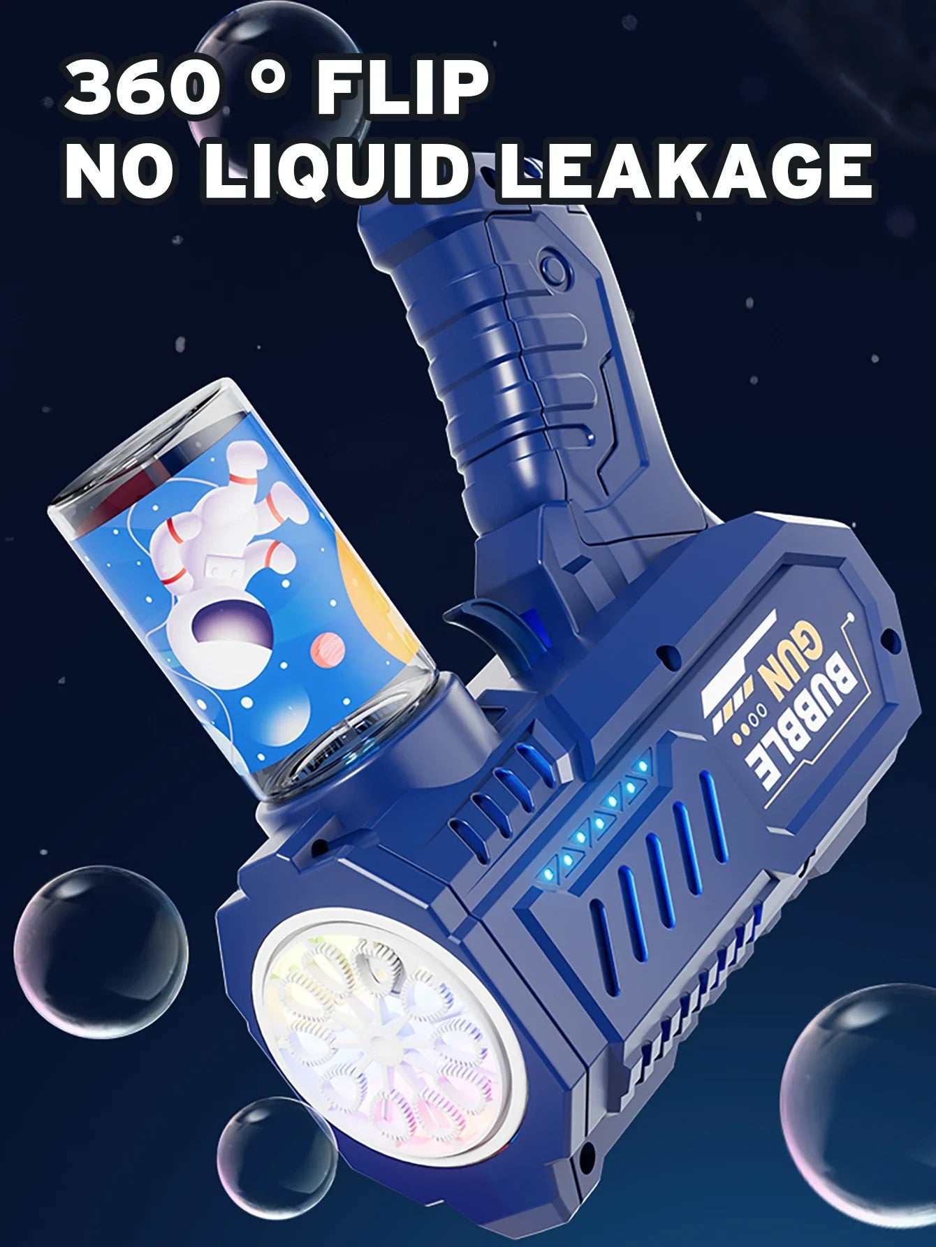 Children bubble machine glowing toy fully automatic bubble gun produces a large amount bubbles without battery and bubble water