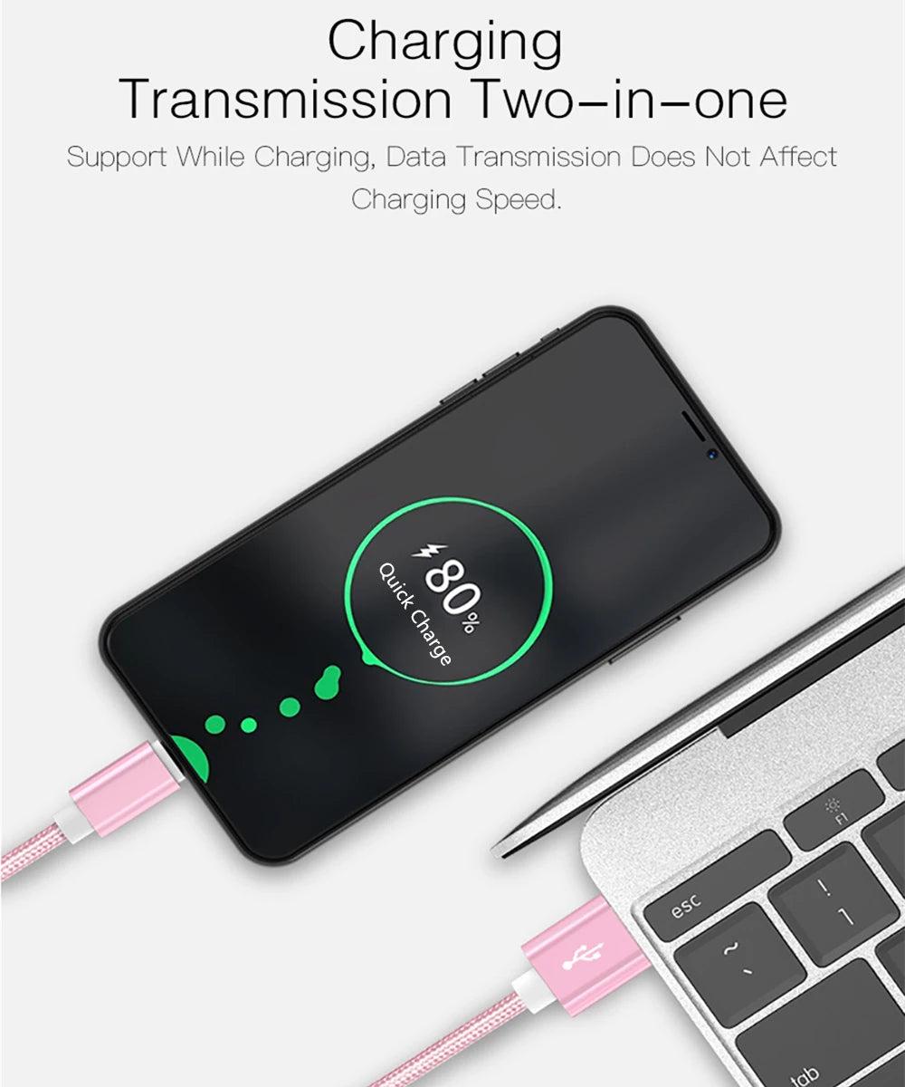 Type C USB Fast Charging Cable for Samsung S23 A55 A35 Xiaomi Redmi Note 13 POCO X5 Huawei Nova 11 Realme iQOO Braided Cable 3m