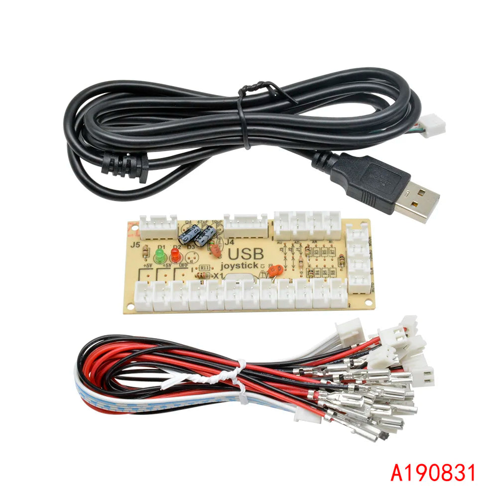 DIY Zero Delay Arcade USB Encoder PC to Joystick Arcade Rocker Circuit Board Control Module for MAME 2Pin with Cable Push Button