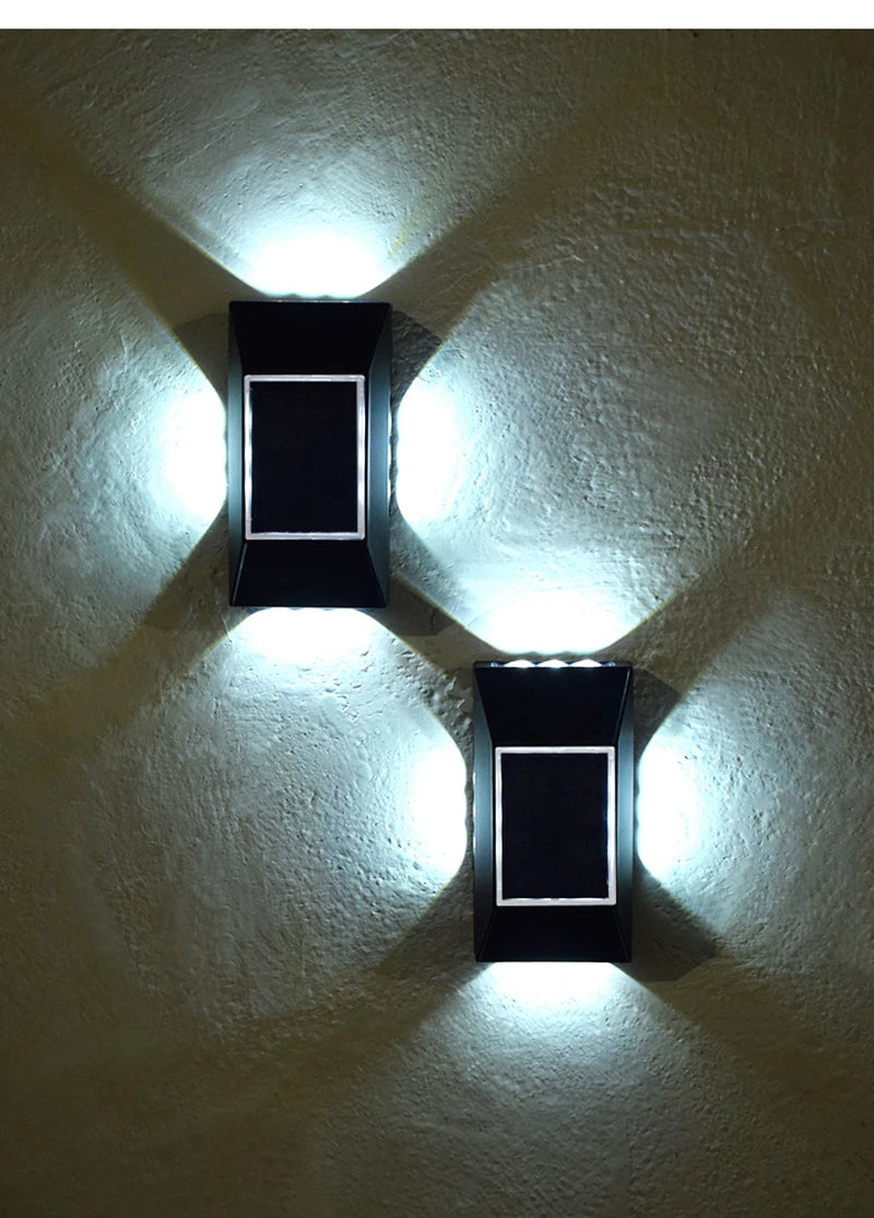 1/3pcs 12 LED Solar Wall Lamp Outdoor Waterproof Four Sides Glowing Light Staircase Villa Balcony Lighting Solar Wall Lights