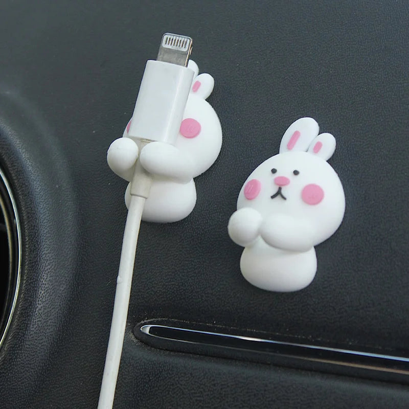 2Pcs Creative Cartoon Strong Backing Adhesive Mobile Phone Data Organizer Charging Headphone Cable Fixer Card Wire Finisher