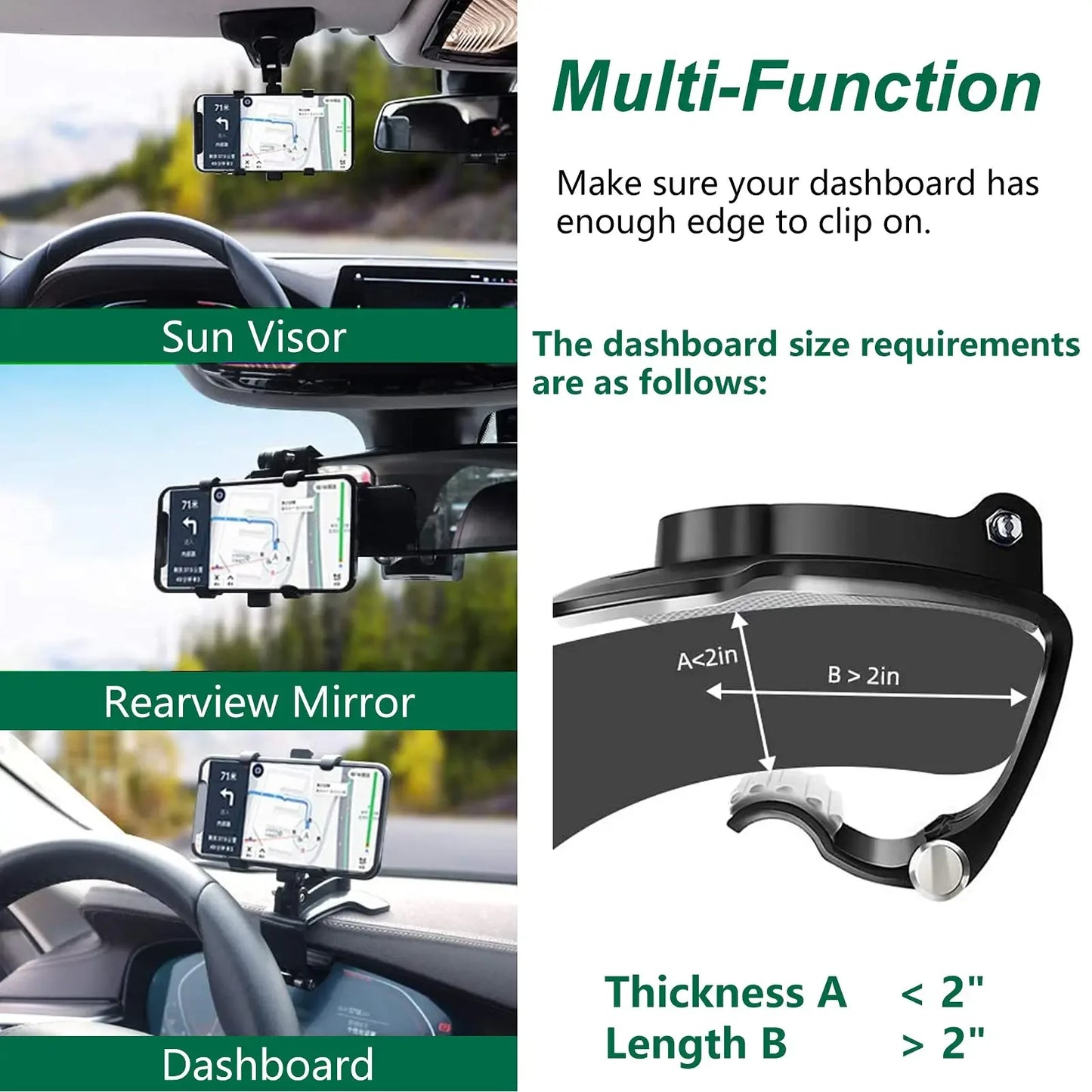360 Degree Rotation Car Phone Holder Stand Universal Car Dashboard Clip Mount GPS Bracket For iPhone Samsung Xiaomi Huawei Phone