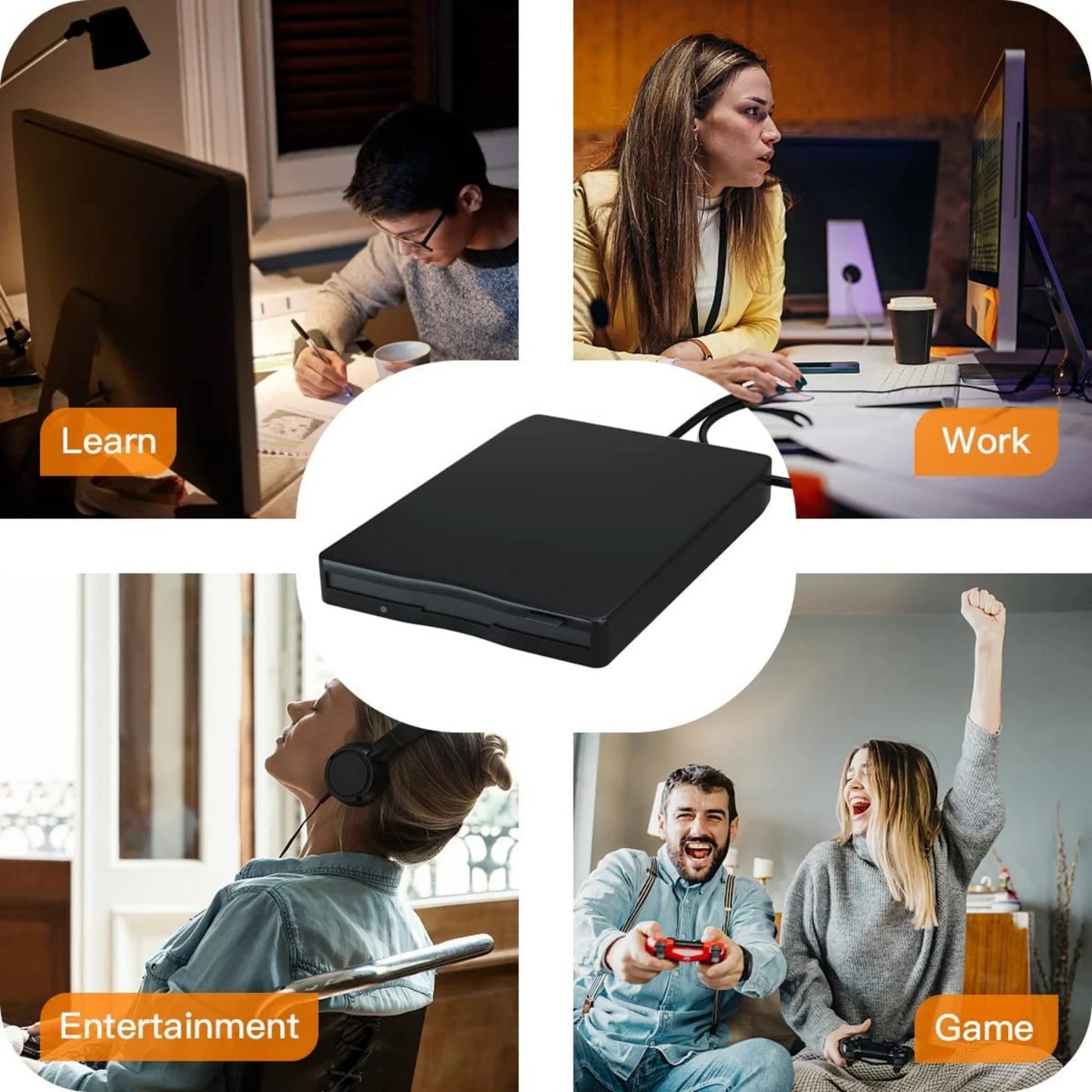 3.5 Inch External Floppy Disk Drive, Portable USB 3.0 Type-C 1.44MB FDD Disk Reader for PC Laptop Desktop Windows 11/10/8/7/XP
