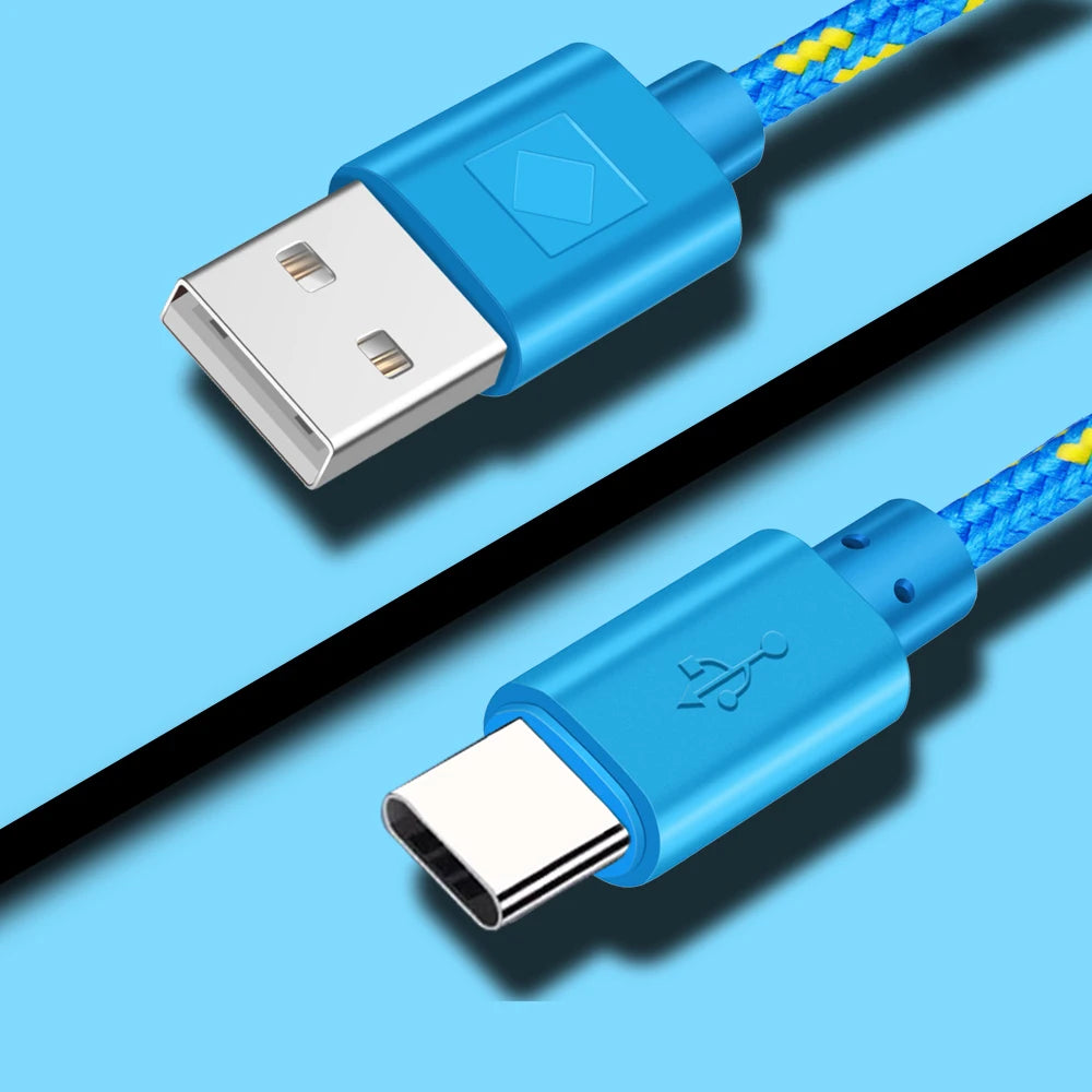 2.4A USB Type C Cable Fast Charging Nylon Braided Data Cable For Xiaomi 13 Huawei P60 Samsung S23 iPad USB C Phone Charger Wires