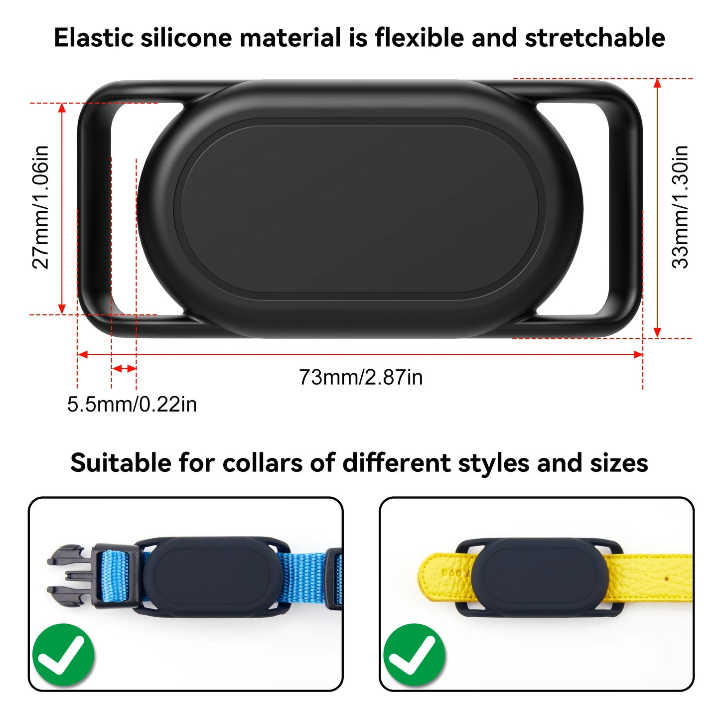 for Samsung Galaxy SmartTag2 Dog Collar Holder, 2 Pack Waterproof Silicone Case for Galaxy Smart Tag 2 Pet Dog Cat Collars