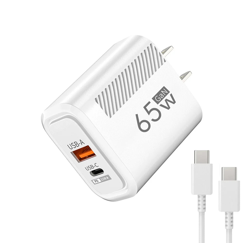 USB C GaN Charger 65W QC3.0 Fast Charging Phone Charger Adapter For iPhone Samsung Xiaomi Quick Charging EU/US Plug Wall Charger