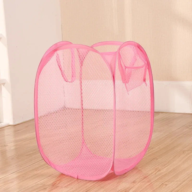 Foldable Color Mesh Clothes Dirty Clothes Basket Household Mesh Dirty Clothes Basket Storage Basket Storage Bucket Laundry Baske