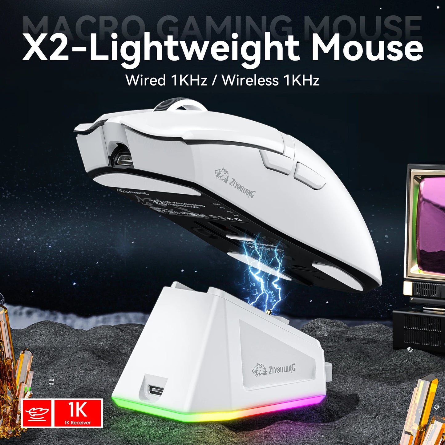 X2 Gaming Mouse Wireless PAW3311 1K Hz ATTACK SHARK X11 Same Model Magnetic RGB Lightweight Macro Mouse Tri-mode Connectione