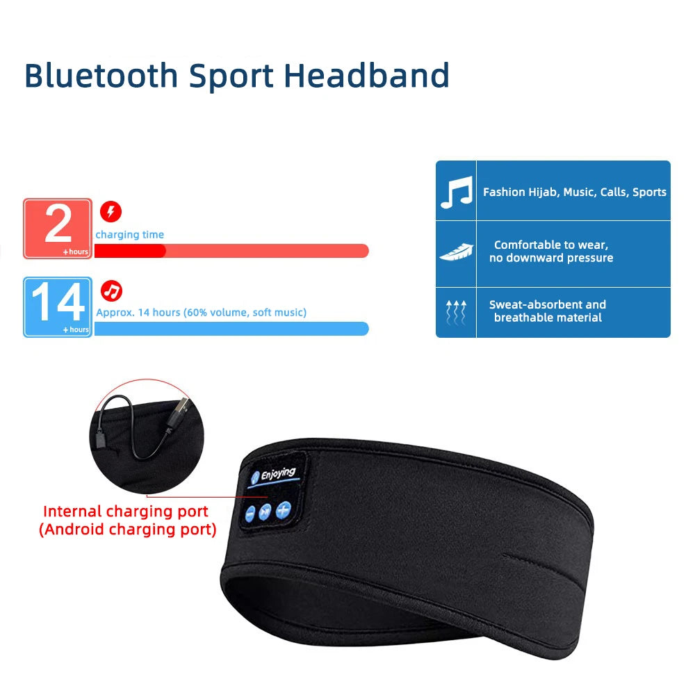 Bluetooth Earphones Sports Sleeping Headband Elastic Wireless Headphones Music Eye Mask Wireless Bluetooth Headset Headband