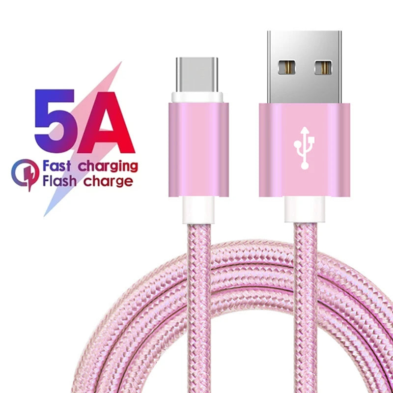 Type C USB Fast Charging Cable for Samsung S23 A55 A35 Xiaomi Redmi Note 13 POCO X5 Huawei Nova 11 Realme iQOO Braided Cable 3m