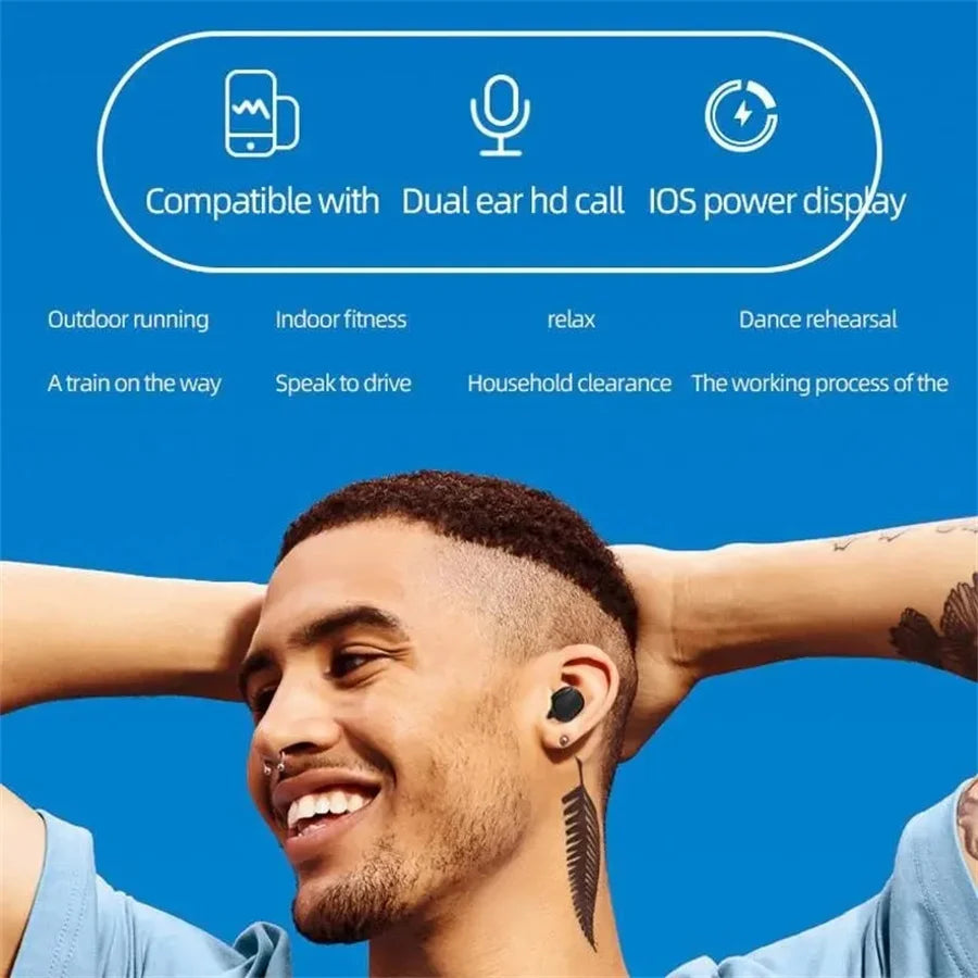 Headset Wireless Earphones Bluetooth Headphones Sport LED Display Touch Stereo Fone Bluetooth Earbuds for Xiaomi Huawei